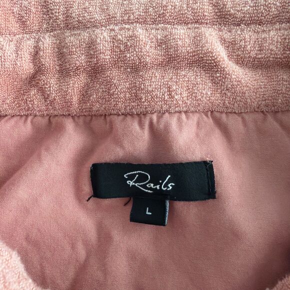 Rails Rhen Terry Polo Shirt Dragon Fruit Peach L SoCal Vintage Coastal Preppy - Picture 4 of 7